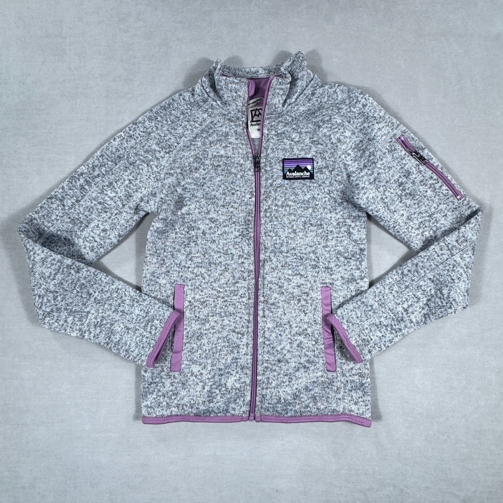 Avalanche Outdoor‎ Supply Co Girls Fleece Jacket Gray Purple Full Zip M 10 12